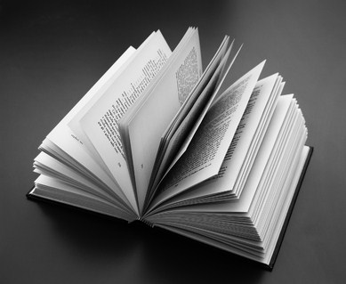 Black and white opened book